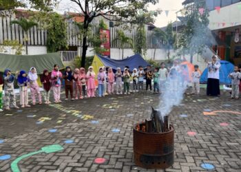 Asah Kemampuan Belajar Mandiri, Siswa KB-TK Al Muslim Ikuti Kemah Anak Mandiri
